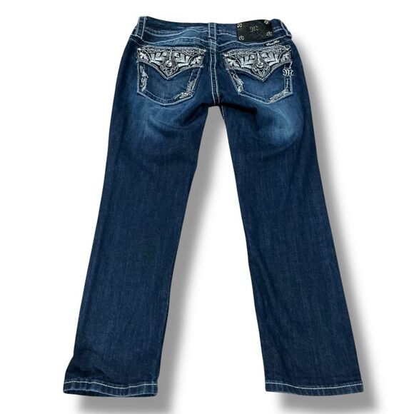 Miss Me JE5909C7 Dark Washed Signature Cropped Blue Jeans - Picture 7 of 8